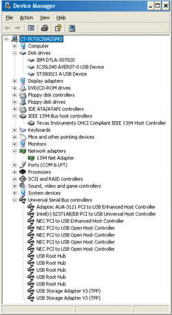 Опознавание контроллеров AUA-3121 и DC-602W в Windows XP.
