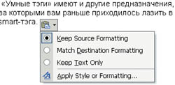 Рис. 5. Смарт-тег Paste Options.
