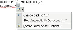 Рис. 6. Смарт-тег AutoCorrect Options.