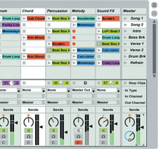 6. Фрагменты окон аранжировки и сессии в Ableton Live