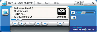 Специально разработанный для Audigy2 плейер DVD-Audio с диском Бьорк в приводе.