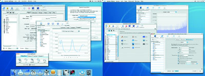 Mac OS X Server 10.2 «Jaguar» (слева). Mac OS X Server 10.3 «Panther» (справа). 