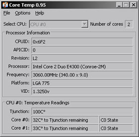 ��������� Core Temp ��� ������ OCCTPT