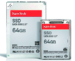 SSD ������� 64 ����� �� SanDisk � ����-������� 2,5 ����� (SATA) � 1,8 ����� (UltraATA)